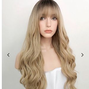 Long Blonde Wig with Bangs